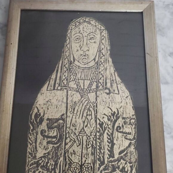 Vintage Stone Graves Rubbing Framed Photo - Picture 4 of 12